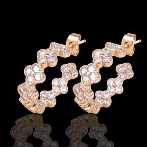 Elegant Gold Floral Hoop Earrings